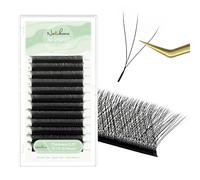 Natuhana Extension Cils En Forme de W 3D 0.07 D Curl 8-12mm Mixte Classique Easy Fan Naturel Volume Russe Faux Cils Professionnel Noir Eyelash Extensions(0.07mm, D, 8-12mm)