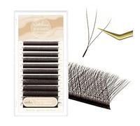 Natuhana Extension Cils En Forme de W 3D 0.07 D Curl 8-14mm Mixte Classique Easy Fan Naturel Volume Russe Faux Cils Professionnel Marron Eyelash Extensions(0.07mm, D, 8-14mm)