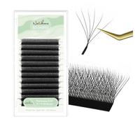 Natuhana Extension Cils En Forme de W 6D 0.07 D Curl 9-15mm Mixte Classique Easy Fan Naturel Volume Russe Faux Cils Professionnel Noir Eyelash Extensions(0.07mm, D, 9-15mm)