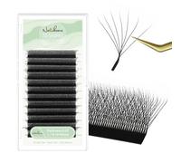 Natuhana Extension Cils En Forme de W 7D 0.07 L Curl 8-14mm Mixte Classique Easy Fan Naturel Volume Russe Faux Cils Professionnel Noir Eyelash Extensions(0.07mm, L, 8-14mm)