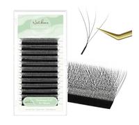 Natuhana Extension Cils En Forme de W Préfait Bouquet 4D 0.07 D Curl 15mm Classique Easy Fan Naturel Volume Russe Faux Cils Professionnel Noir Eyelash Extensions(0.07mm, D, 15mm)