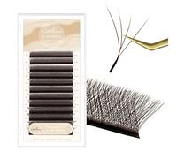 Natuhana Extension Cils En Forme de W Préfait Bouquet 4D 0.07 LU Curl 8-14mm Mixte Classique Easy Fan Naturel Volume Russe Faux Cils Professionnel Marron Eyelash Extensions (0.07mm, LU, 8-14mm)