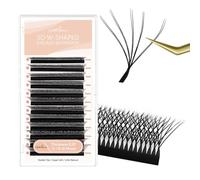 Natuhana Extension Cils En Forme de WW 5D 0.07 C Curl 8-12mm Mixte Classique Easy Fan Naturel Volume Russe Faux Cils Professionnel Noir Eyelash Extensions(0.07mm, C, 8-12mm)