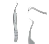 Natuhana Pince Extension Cils Volume Russe Professionnel en Acier Inoxydable Précis Droit et Courbé Nipper Pinces à Faux Cils Argenté (A-07)