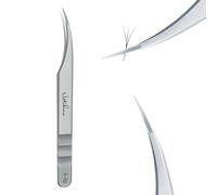 Natuhana Pince Extension Cils Volume Russe Professionnel en Acier Inoxydable Précis Droit et Courbé Nipper Pinces à Faux Cils Argenté (A-02)