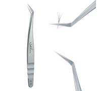 Natuhana Pince Extension Cils Volume Russe Professionnel en Acier Inoxydable Précis Droit et Courbé Nipper Pinces à Faux Cils Argenté (A-01)
