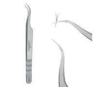 Natuhana Pince Extension Cils Volume Russe Professionnel en Acier Inoxydable Précis Droit et Courbé Nipper Pinces à Faux Cils Argenté (A-06)
