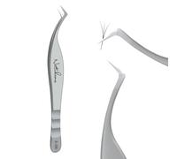 Natuhana Pince Extension Cils Volume Russe Professionnel en Acier Inoxydable Précis Droit et Courbé Nipper Pinces à Faux Cils Argenté (A-08)