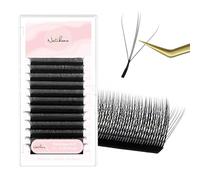 Natuhana Sandwich Extension Cils En Forme de V 3D 0.07 C Curl 9-15mm Mixte Classique Easy Fan Naturel Volume Russe Faux Cils Professionnel Noir Eyelash Extensions(0.07mm, C, 9-15mm)