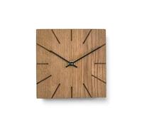 Natuhr - Beam - Horloge murale - Horloge de table - En bois de chêne massif - Silencieuse - Design - 17 x 17 cm (chêne fumé, aiguilles noires, mouvement à quartz)
