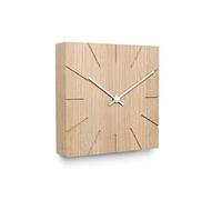 Natuhr - Beam - Horloge murale - Horloge de table - En bois massif - Silencieuse - Moderne - Design - 17 x 17 cm (chêne non traité, aiguilles blanches, mouvement à quartz)