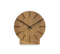 Natuhr Boom Horloge murale de table en bois de chêne massif silencieuse, diamètre 17 cm (chêne foncé huilé, aiguilles noires, mouvement radiocommandé)