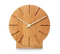 Natuhr Boom Horloge murale, de table, en bois de chêne massif, silencieuse, diamètre : 17 cm, chêne huilé, aiguilles beiges, mouvement à quartz