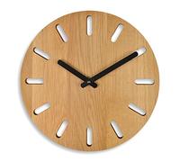Natuhr Comma Horloge murale en bois de chêne huilé - Bois massif - Silencieux - Mouvement U.T.S. épuré, moderne, fabriqué en Allemagne