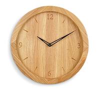 Natuhr Horloge murale Bold Classic en bois massif - Grande horloge en bois de chêne huilé - Aiguilles noires