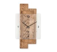 Natuhr Horloge murale en bois de forêt fumée, chêne massif, verre minéral U.T.S. Mouvement (chêne fumé, mouvement radio-pilote)