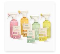 Natulim Lot de 4 flacons essentiels pour la maison - Dégraissant, anticalcaire, nettoyant vitres et multi-surfaces - Set pulvérisateur rechargeable 500 ml + 8 enveloppes de recharge - Formule efficace