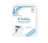 Natulim - Pastilles Lave-Vaisselle 30 Lavages - Nettoie, Dégraisse et Fait Briller - Protège le Verre - Film Hydrosoluble - Efficaces même à Basse Température - Fabriquées en Europe