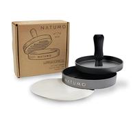 NATUMO Presse à hamburger - Presse à hamburger et papier à hamburger (50 feuilles de papier à séparer) - Burger Maker en fonte d'aluminium (Ø 11 cm, 200 g) - Presse professionnelle à Pattie (Gunmetal)