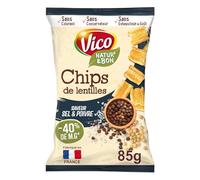 NATUR' & BON VICO Chips de Lentilles Saveur Sel et Poivre 85g, Biscuits Soufflés Légers et Croustillants, Fabriqué en France - Lot de 6