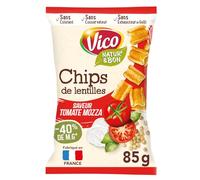 NATUR' & BON VICO Chips de Lentilles Saveur Tomate Mozza - 85g - Apéritif Soufflé Sans Colorant ni Conservateur - Fabriqué en France - Lot de 6