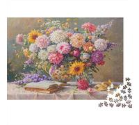 Natur Morte Florale 1000 Pièces Carton Épais Puzzle Classique Senior Jigsaw Enthusiastes Difficile Défiant Décoration Murale Pack De Valeur 70x50cm/1000pcs
