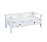 NATUR - Table Basse Rectangulaire Bois Massif Vernis Blanc -