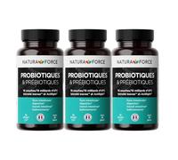 NATURA FORCE - Probiotiques - Ferments Lactiques et Carvi Noir - Riche en Magnésium - Améliore la Flore Intestinale - Made in France - 90 gélules - Lot de 3