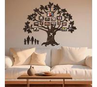 Natura Products Arbre généalogique 3D Décoration murale en bois de bouleau (ébène, 160 cm x 133 cm, avec 13 cadres photo en lot)