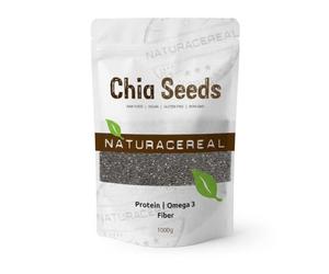 Naturacereal Graines de Chia 1kg - Riche en oméga-3, fibres et source de protéines végétales, centrale antioxydante, idéale pour les smoothies et les puddings - récoltée de manière éthique