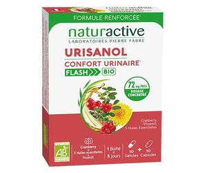 Naturactive Urisanol Flash Cranberry et 5 Huiles Essentielles 10 gélules et 10 capsules