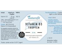 naturafit Vitamine D3 gouttes 800 IE, 30 ml de solution