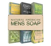 NATURAL AMERICAN ELEMENTS Lot de 6 savons pour homme, 100 % naturels, parfums naturels, huiles essentielles, beurre de karité bio, sans produits chimiques agressifs, lot de 6, barres de savon