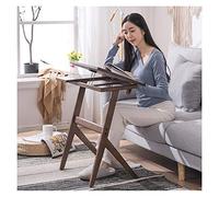 Natural Bamboo Coffee Table Side Sofa C Shaped End Table Mobile Snack Table for Coffee Laptop Table Wood Accent Table 26.8''H Rustic Brown Coffee Tea End Table (Flip Desktop)