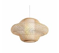 Natural Bamboo Rattan Large Pendant Light Southeast Asian Handmade Lantern Chandelier Irregular Shape Creativity Wicker Lampshade E27 Cafe Bar Restaurant Living Room Ceiling Lamp (56 * 40cm)