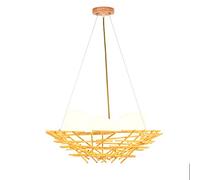 Natural Bamboo Rattan Pendant Light Southeast Asian Handmade Lantern Chandelier Bird's Nest Shape Creativity Wicker Rattan Hanging Lamp E27 Lighting Fixture Height Adjustable (53 * 16cm)