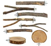 Natural Bird Perch, 8-Piece Chewing Wood Set, 12x3x2cm Cage Toys with Design, Fun Swing Accessories, Pet Training Tool with Safe Material, Cockatiel Chinchilla Window Tree