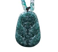 Natural Blue Jadeite Nine Dragons Carved Pendant Necklace With Jade Beaded Chain Handcrafted Feng Shui Wealth Power Protection Amulet