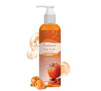 Natural Body Wash, Odor Control Cleanser, 1.61x1.61x5.94 Inches 100ml Persimmon Shower Gel, Sensitive Skin Gear, Refreshing Botanical Style, Effective Daily Home Accessory for Dry Oily Teens & Adults