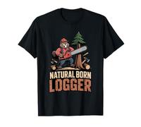 Natural Born Logger Castor avec Une tronçonneuse T-Shirt