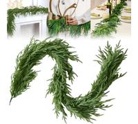 Natural Christmas Greenery - Norfolk Pine Garland, Real Touch Norfolk Pine Garland, Lush Artificial Cedar G-arland for Indoor Outdoor Mantel Party Decor (1.8m/6ft)