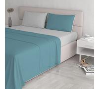 Natural Color ensemble de draps de lit, Sarcelle/Gris clair, Double