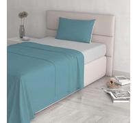 Natural Color ensemble de draps de lit, Sarcelle/Gris clair, Single