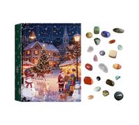 Natural Crystal - 24 Day Gem Countdown For Festive Celebration, Opens Daily Mineral Surprise With Polished Reveals, Decorative Countdown Display For Home Office Desk Decor