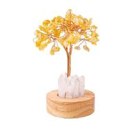 Natural Crystal Tree Night Light, Golden Lamp Of Wealth,Wealth Lamp Natural Crystal, Vintage Retro LED Night Lamps, USB Plug Light With Wooden Base, For Office, Living Room, Bedroom (citrine)