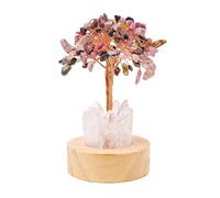 Natural Crystal Tree Night Light, Golden Lamp Of Wealth,Wealth Lamp Natural Crystal, Vintage Retro LED Night Lamps, USB Plug Light With Wooden Base, For Office, Living Room, Bedroom (tourmaline)