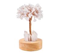 Natural Crystal Tree Night Light, Golden Lamp Of Wealth,Wealth Lamp Natural Crystal, Vintage Retro LED Night Lamps, USB Plug Light With Wooden Base, For Office, Living Room, Bedroom (white crystal)