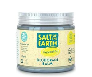 Natural Deodorant Balm by Salt of the Earth, Unscented, Fragrance Free - Vegan, Long Lasting Protection, Leaping Bunny Approved, Plastic Free, Aluminium Free, Made in the UK - 60g