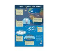 Natural Disaster Science Wall Art Canvas Poster Hurricane Formation Infographic for Study Room Library Decor(Framed,16X24inch(40X60cm))