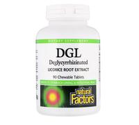 Natural Factors DGL Extrait de racine de réglisse déglycyrrhizinée - 90 comprimés à croquer